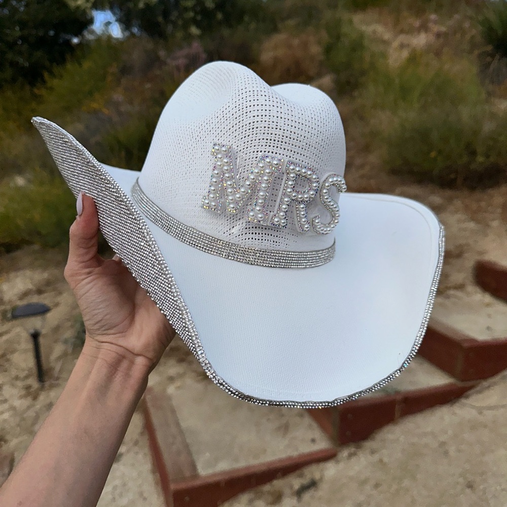 COPY - Wedding bridal Rhinestone white cowboy hat